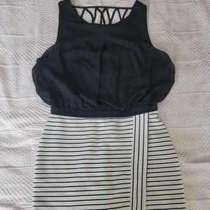 Speechless Black & Ivory Solid Stripe Dress